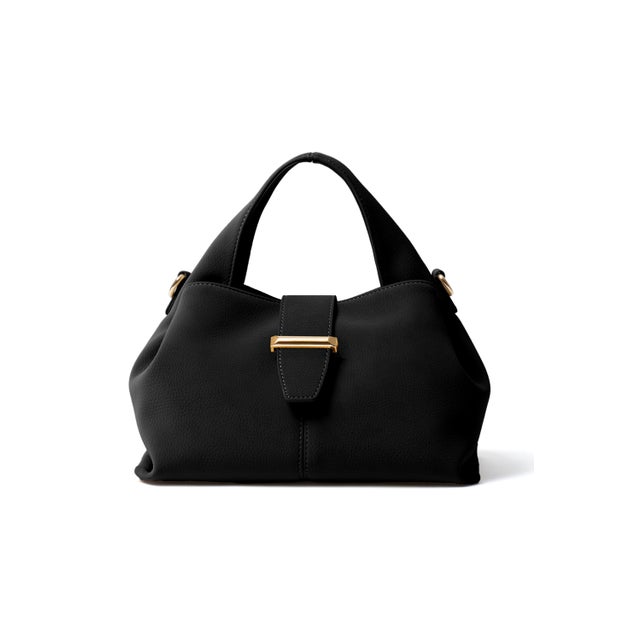 Pomly（ポムリ） レディース ハンドバッグ 2way ショルダーバッグ 斜め掛け 肩掛け 手持ち小さめ 軽量 （ブラック）