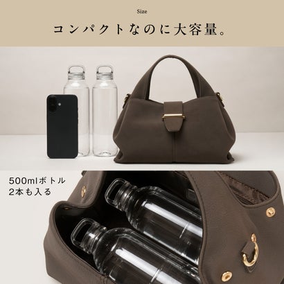 Pomly（ポムリ） レディース ハンドバッグ 2way ショルダーバッグ 斜め掛け 肩掛け 手持ち小さめ 軽量 （モカグレー）｜詳細画像