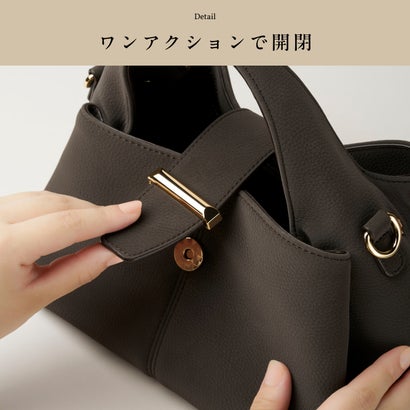 Pomly（ポムリ） レディース ハンドバッグ 2way ショルダーバッグ 斜め掛け 肩掛け 手持ち小さめ 軽量 （モカグレー）｜詳細画像