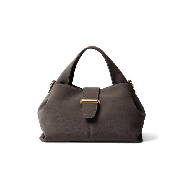 Pomly（ポムリ） レディース ハンドバッグ 2way ショルダーバッグ 斜め掛け 肩掛け 手持ち小さめ 軽量 （モカグレー）