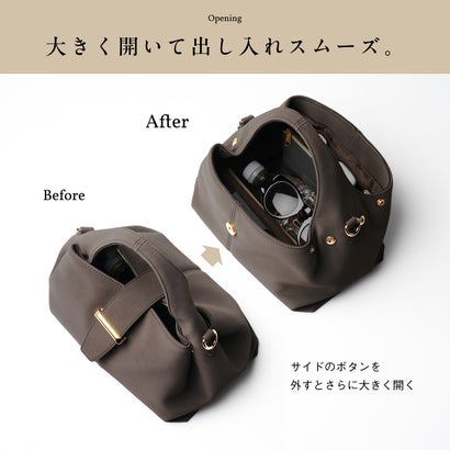 Pomly（ポムリ） レディース ハンドバッグ 2way ショルダーバッグ 斜め掛け 肩掛け 手持ち小さめ 軽量 （グレージュ）｜詳細画像