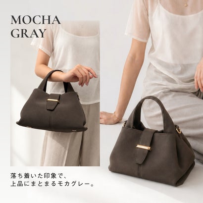 Pomly（ポムリ） レディース ハンドバッグ 2way ショルダーバッグ 斜め掛け 肩掛け 手持ち小さめ 軽量 （グレージュ）｜詳細画像