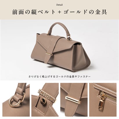 Lonje（ロンジェ）2way フラップ 横長 肩掛け 斜め掛け ハンドバッグ ショルダーバッグ （ブラック）｜詳細画像