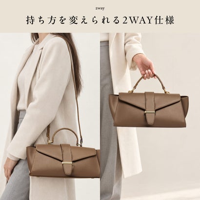 Lonje（ロンジェ）2way フラップ 横長 肩掛け 斜め掛け ハンドバッグ ショルダーバッグ （ブラック）｜詳細画像
