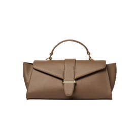 Lonje（ロンジェ）2way フラップ 横長 肩掛け 斜め掛け ハンドバッグ ショルダーバッグ （アッシュブラウン）