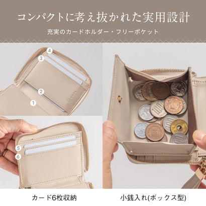 キルティング 牛革 ラウンドファスナー スキミング防止 ミニ コンパクト 二つ折り財布 （ペールブルー）｜詳細画像