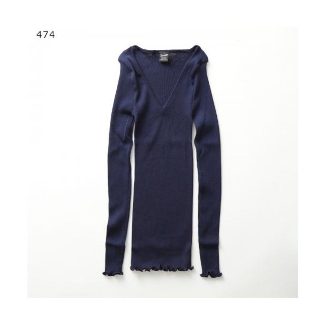 Vネック 長袖ニット 3486 （474/BLUE）