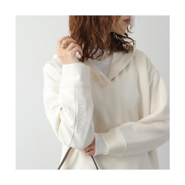 S MAX MARA パーカー BUONA Vネック コットンジャージー （003/NATURAL/オフホワイト）