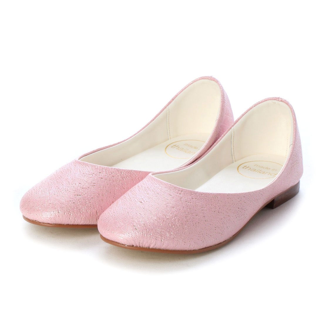 マイワリサ mywarisa 型押しフラットシューズパンプス （Pink 