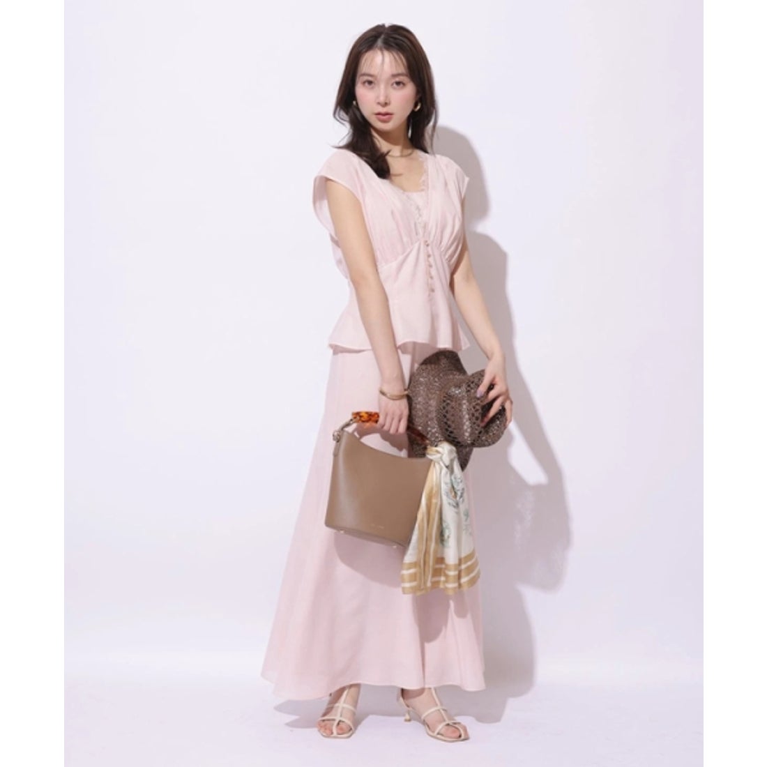 Mystrada ♡ ペプラムカラーボイルワンピース マイストラーダ Mystrada ペプラムカラーボイルワンピース （ピンク