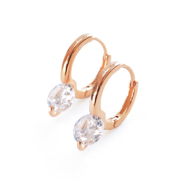 ピアス 金属アレルギー対応 フープピアス ダイヤ つけっぱなし 18k シンプル 仕事 人気 上品 両耳用 レディース 女性 大人 彼女 誕生日 プレゼント （ピンクゴールド）