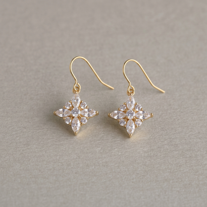 フローズンブルームピアス【S925フック / 金属アレルギー対応】 （シルバー）｜詳細画像