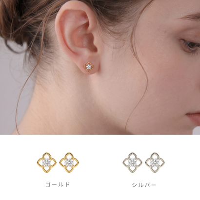 ネモフィラピアス【S999ポスト / 金属アレルギー対応】 （ゴールド）｜詳細画像