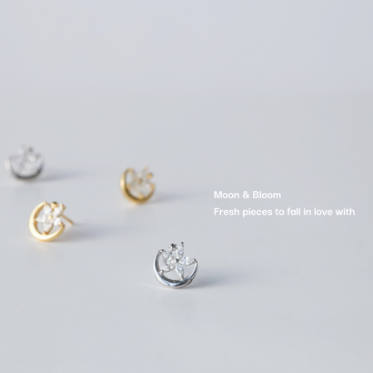 Moon & Bloomピアス【S925ポスト / 金属アレルギー対応】 （ゴールド）｜詳細画像