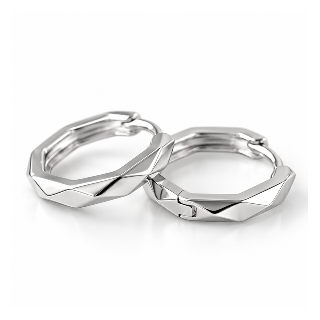 カットラインミニフープピアス【Silver925製 / 金属アレルギー対応】 （シルバー）