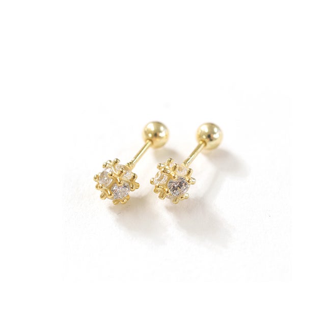 ピアス 金属アレルギー対応 ダイヤ 小ぶり つけっぱなし 18k シンプル 仕事 人気 上品 ピンクゴールド シルバー ゴールド 誕生日 プレゼント （ゴールド（大））