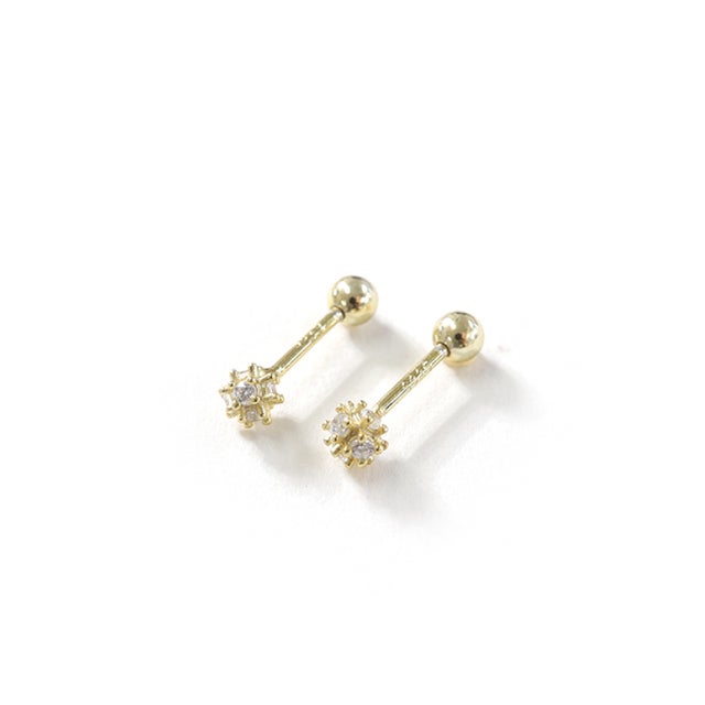 ピアス 金属アレルギー対応 ダイヤ 小ぶり つけっぱなし 18k シンプル 仕事 人気 上品 ピンクゴールド シルバー ゴールド 誕生日 プレゼント （ゴールド（小））