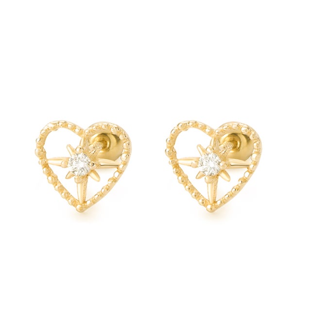 ピアス 金属アレルギー対応 ハート  オープンハート つけっぱなし 18k シンプル 仕事 人気 上品 パーティー 誕生日 プレゼント シルバー ピンクゴールド （ゴールド）