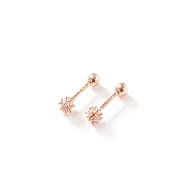 ピアス 金属アレルギー対応 ダイヤ 小ぶり つけっぱなし 18k シンプル 仕事 人気 上品 ピンクゴールド シルバー ゴールド 誕生日 プレゼント （ピンクゴールド）