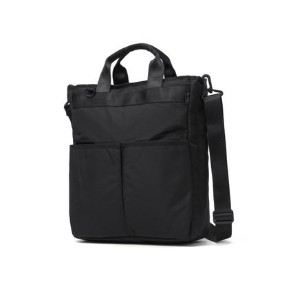 トートバッグ メンズ レディース ファスナー付き 撥水 カジュアル ブランド ショルダー 縦型 ナイロン ビジネス 通勤 14インチ PC収納 旅行 ポーチ付き Nested tote N26005 （バリスティックブラック）｜詳細画像