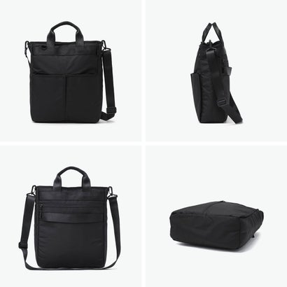 トートバッグ メンズ レディース ファスナー付き 撥水 カジュアル ブランド ショルダー 縦型 ナイロン ビジネス 通勤 14インチ PC収納 旅行 ポーチ付き Nested tote N26005 （バリスティックブラック）｜詳細画像