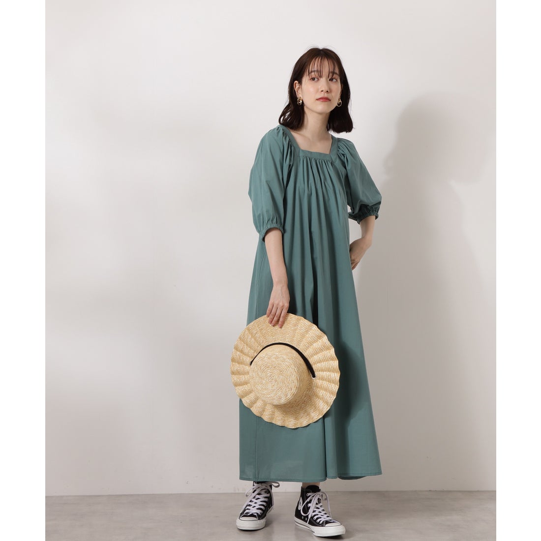 N Natural Beauty Basic コットンボリュームスリーブワンピース グリーン ファッション通販 Fashion Walker