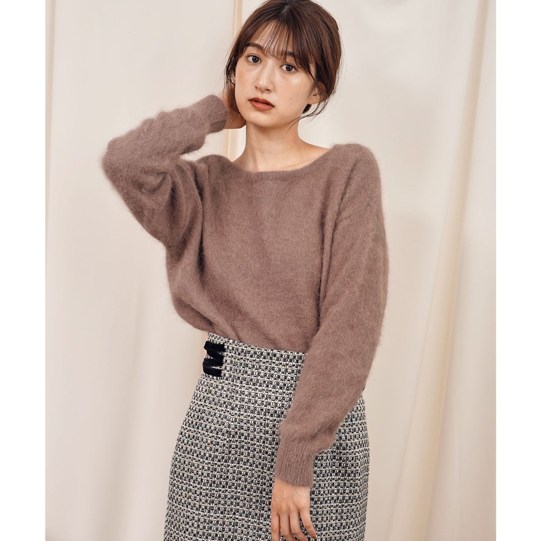 ノエラ Noela アンゴラレース2WAYニット （チャ） -ファッション通販 