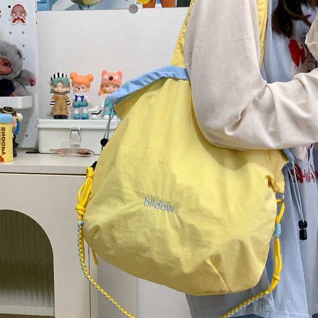 2way ロープトートバッグ ショルダーバッグ ハンドバッグ （イエロー）