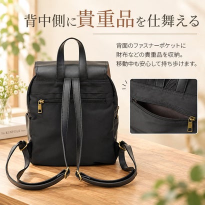 METRO メトロ ナイロン合皮10Pミニリュック （ブラック）｜詳細画像