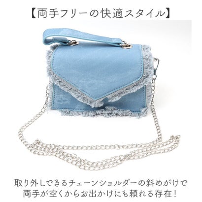 デニム 斜め掛け ミニバッグ （ブルー）｜詳細画像