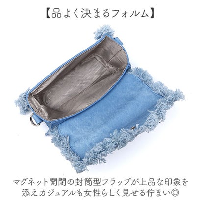 デニム 斜め掛け ミニバッグ （ブルー）｜詳細画像