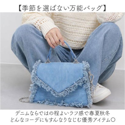 デニム 斜め掛け ミニバッグ （ブルー）｜詳細画像