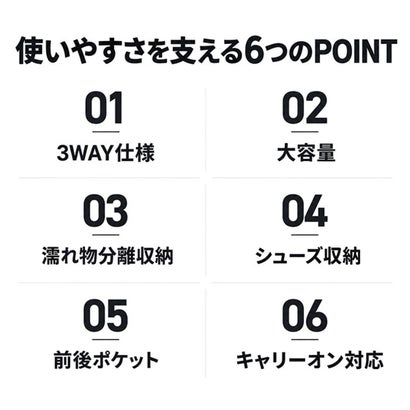 ボストンバッグ スポーツバッグ 大容量 （ブラック）｜詳細画像