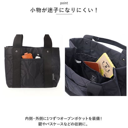 LIZDAYS 3仕切りキルティングデザインミニバッグ （ブラック）｜詳細画像