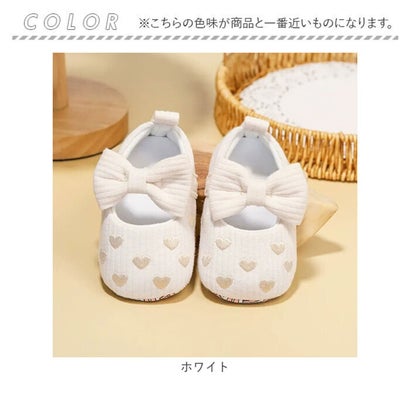 ベビーシューズ リボン 赤ちゃん （ホワイト）｜詳細画像