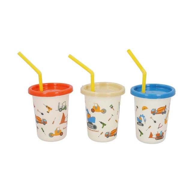 ストロー付タンブラー3個 230ml SIH2ST （はたらくクルマ）