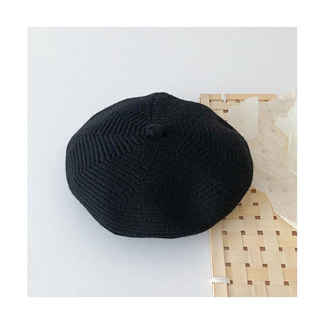 秋 冬 ベビーベレー帽 ニット gberet4101【返品不可商品】 （ブラック）