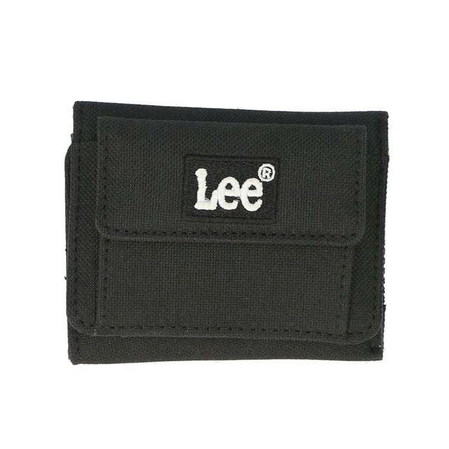 Lee カラーBOXロゴ刺繍三つ折り財布 （ブラック）