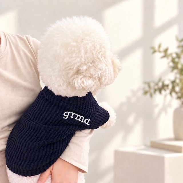 犬服 Tシャツ ドッグウェア カットソー 長袖 （ネイビー）
