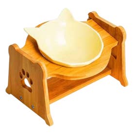 猫用食器 食器台 お皿1枚 （イエロー）