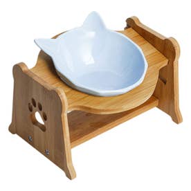 猫用食器 食器台 お皿1枚 （ブルー）