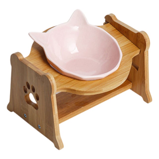猫用食器 食器台 お皿1枚 （ピンク）