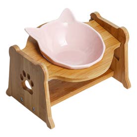 猫用食器 食器台 お皿1枚 （ピンク）