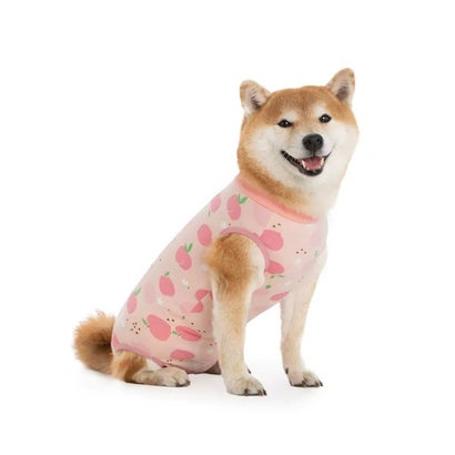 犬 術後服 傷舐め防止 中型犬 大型犬 ストレッチ （ピンク）｜詳細画像