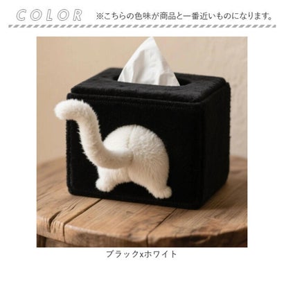 ティッシュケース 猫 かわいい （ブラックxホワイト）｜詳細画像