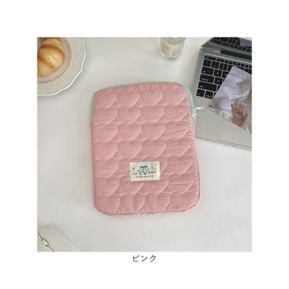 パソコンケース ノートPC キルティング （ライトグリーン）｜詳細画像