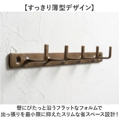 アイアンフラットフック5フック （アンティークブラック）｜詳細画像