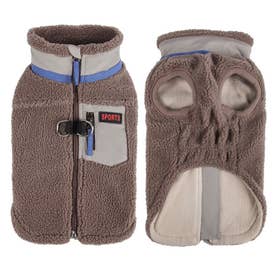 犬服 ハーネス ジャケットベスト 背開き （ブラウン）