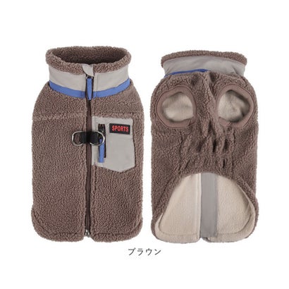 犬服 ハーネス ジャケットベスト 背開き （オフホワイト×グリーン）｜詳細画像