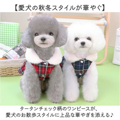 犬服 犬 冬服 チェック柄 （レッド）｜詳細画像